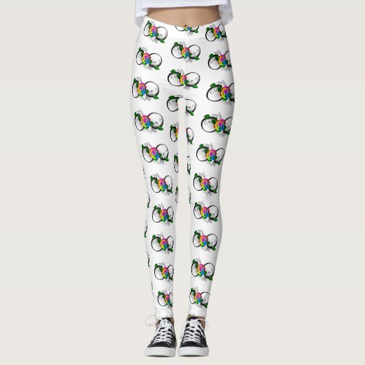 Unendlichkeitssymbol mit Rainbow-Rose Leggings (Vorderseite)