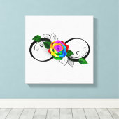 Unendlichkeitssymbol mit Rainbow-Rose Leinwanddruck (Insitu (Holzboden))