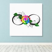 Unendlichkeitssymbol mit Rainbow-Rose Leinwanddruck (Insitu (Holzboden))