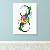 Unendlichkeitssymbol mit Rainbow-Rose Leinwanddruck (Insitu (Holzboden))
