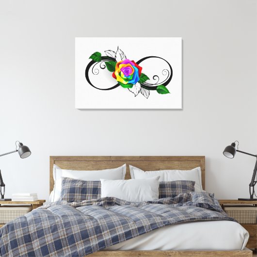 Unendlichkeitssymbol mit Rainbow-Rose Leinwanddruck (Insitu (Schlafzimmer))