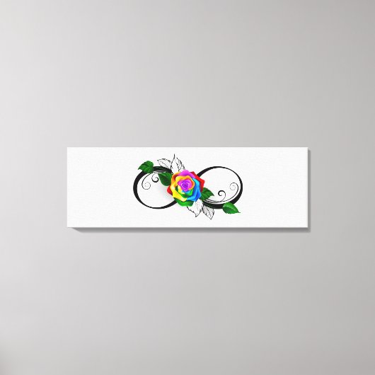 Unendlichkeitssymbol mit Rainbow-Rose Leinwanddruck (Vorderseite)
