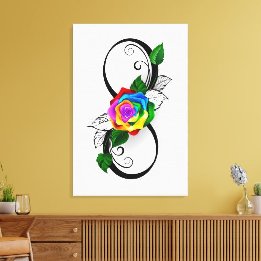 Unendlichkeitssymbol mit Rainbow-Rose Leinwanddruck (Insitu (Wohnzimmer))