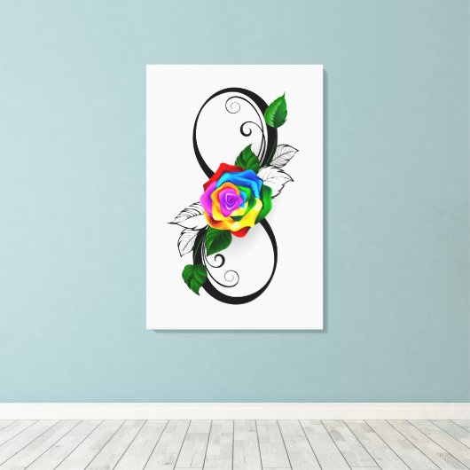 Unendlichkeitssymbol mit Rainbow-Rose Leinwanddruck (Insitu (Holzboden))