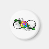 Unendlichkeitssymbol mit Rainbow-Rose Magnet (Vorne)