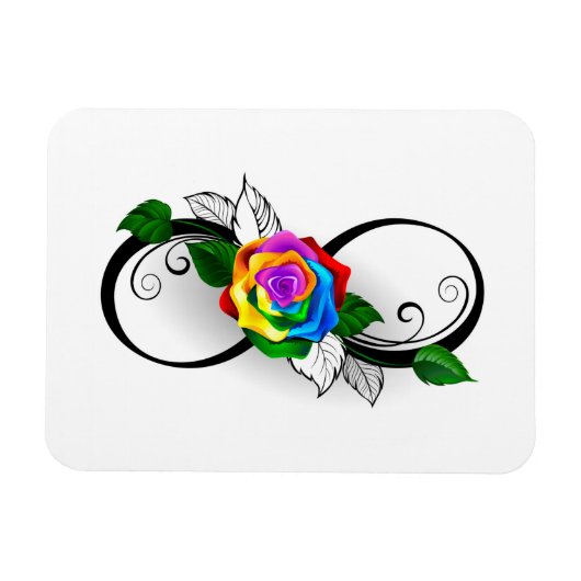 Unendlichkeitssymbol mit Rainbow-Rose Magnet (Horizontal)