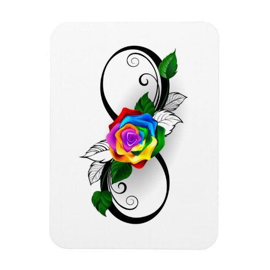 Unendlichkeitssymbol mit Rainbow-Rose Magnet (Vertikal)