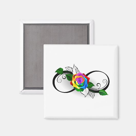 Unendlichkeitssymbol mit Rainbow-Rose Magnet (Vorderseite/Rückseite)