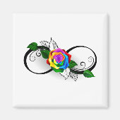 Unendlichkeitssymbol mit Rainbow-Rose Magnet (Vorne)