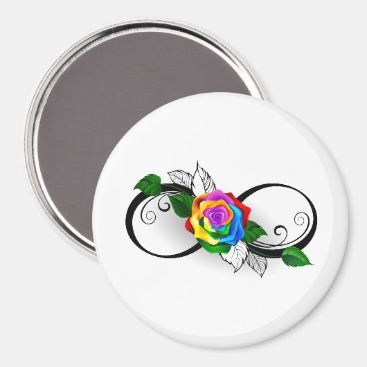 Unendlichkeitssymbol mit Rainbow-Rose Magnet (Vorderseite/Rückseite)