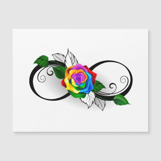 Unendlichkeitssymbol mit Rainbow-Rose Magneteinladung (Vorderseite)