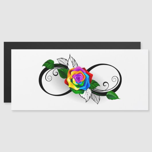 Unendlichkeitssymbol mit Rainbow-Rose Magneteinladung (Vorne/Hinten)