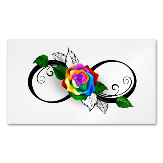 Unendlichkeitssymbol mit Rainbow-Rose Magnetische Visitenkarte (Vorderseite)