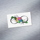 Unendlichkeitssymbol mit Rainbow-Rose Magnetische Visitenkarte (Beispiel)