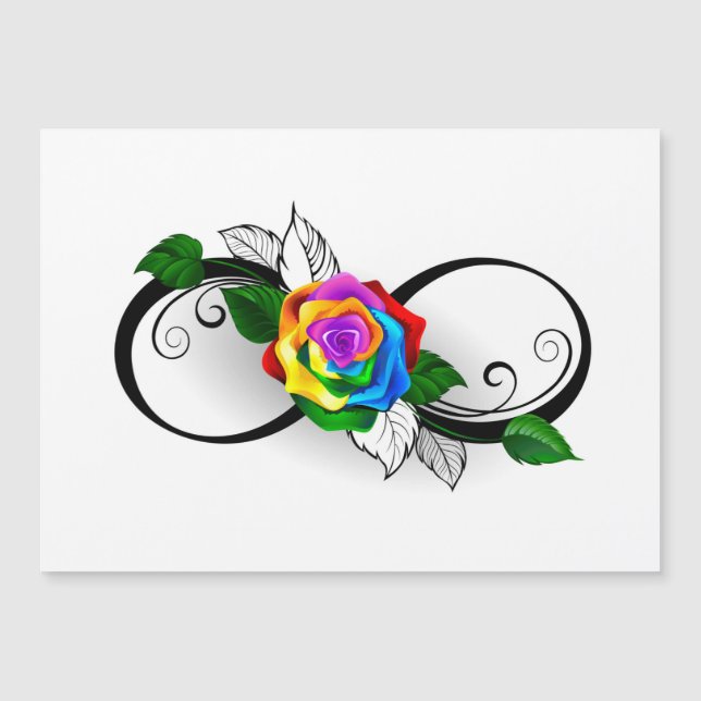 Unendlichkeitssymbol mit Rainbow-Rose Magnetkarte (Vorderseite)