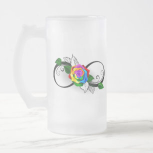 Unendlichkeitssymbol mit Rainbow-Rose Mattglas Bierglas