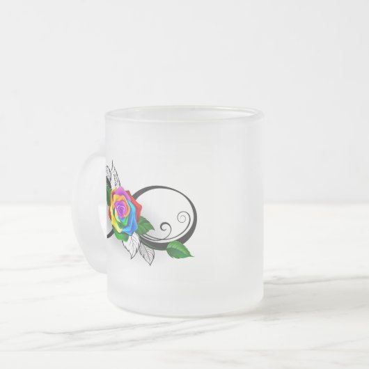 Unendlichkeitssymbol mit Rainbow-Rose Mattglastasse (Vorderseite Links)