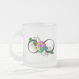 Unendlichkeitssymbol mit Rainbow-Rose Mattglastasse