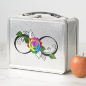 Unendlichkeitssymbol mit Rainbow-Rose Metall Brotdose (Beispiel)