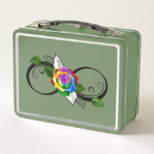 Unendlichkeitssymbol mit Rainbow-Rose Metall Brotdose (Rückseite)