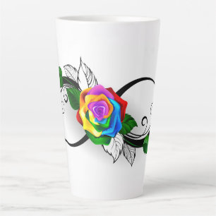 Unendlichkeitssymbol mit Rainbow-Rose Milchtasse