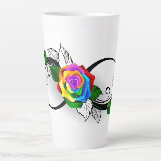 Unendlichkeitssymbol mit Rainbow-Rose Milchtasse (Vorderseite)