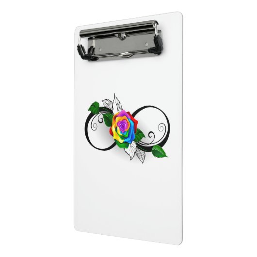 Unendlichkeitssymbol mit Rainbow-Rose Mini Klemmbrett (Gewinkelt2)