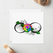 Unendlichkeitssymbol mit Rainbow-Rose Mitteilungskarte (Vorderseite/Rückseite Beispiel)