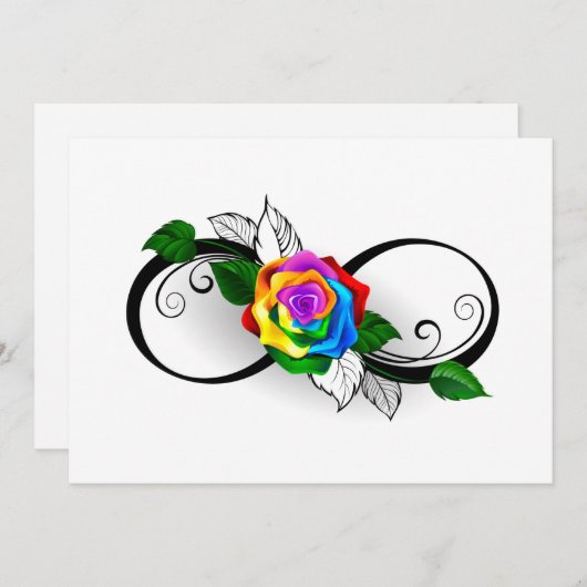 Unendlichkeitssymbol mit Rainbow-Rose Mitteilungskarte (Vorne/Hinten)