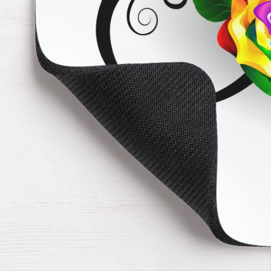 Unendlichkeitssymbol mit Rainbow-Rose Mousepad (Ecke)