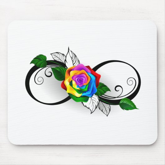 Unendlichkeitssymbol mit Rainbow-Rose Mousepad (Vorne)