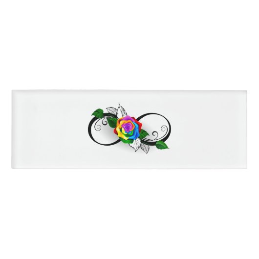 Unendlichkeitssymbol mit Rainbow-Rose Namenschild (Vorderseite)