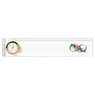 Unendlichkeitssymbol mit Rainbow-Rose Namensplakette