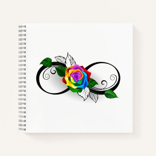 Unendlichkeitssymbol mit Rainbow-Rose Notizblock (Vorderseite)