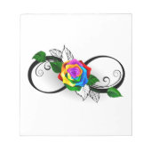 Unendlichkeitssymbol mit Rainbow-Rose Notizblock (Vorderseite)