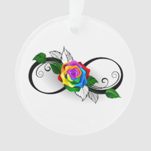 Unendlichkeitssymbol mit Rainbow-Rose Ornament