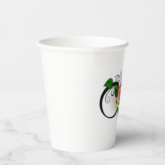 Unendlichkeitssymbol mit Rainbow-Rose Pappbecher (Rechts)