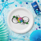 Unendlichkeitssymbol mit Rainbow-Rose Pappteller (Party)