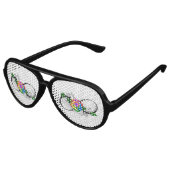Unendlichkeitssymbol mit Rainbow-Rose Partybrille (Schrägansicht)