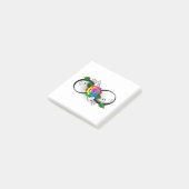 Unendlichkeitssymbol mit Rainbow-Rose Post-it Klebezettel (angewinkelt)