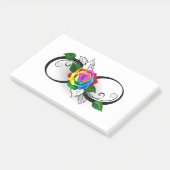 Unendlichkeitssymbol mit Rainbow-Rose Post-it Klebezettel (angewinkelt)