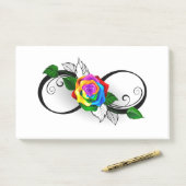 Unendlichkeitssymbol mit Rainbow-Rose Post-it Klebezettel (Auf Schreibtisch)