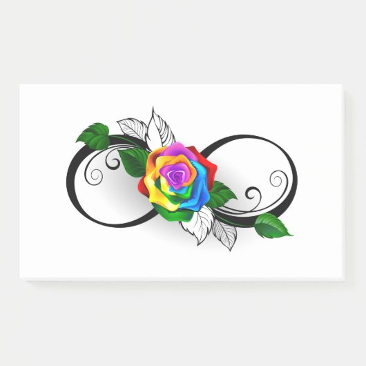 Unendlichkeitssymbol mit Rainbow-Rose Post-it Klebezettel (Vorderseite)