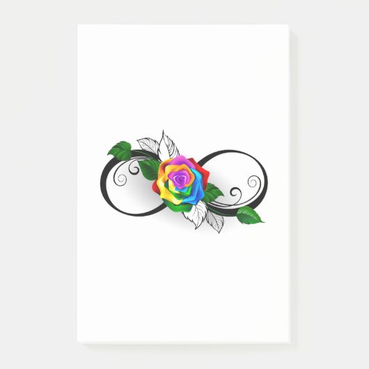 Unendlichkeitssymbol mit Rainbow-Rose Post-it Klebezettel (Vorderseite)
