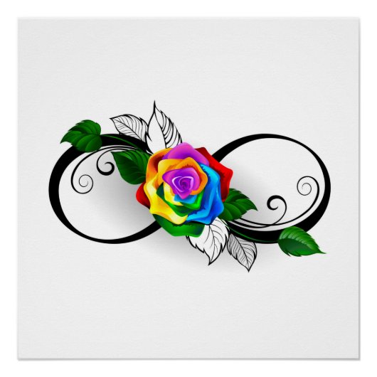 Unendlichkeitssymbol mit Rainbow-Rose Poster (Vorderseite)