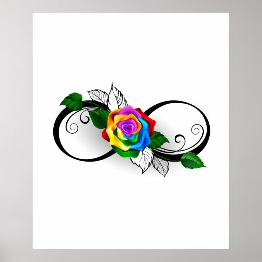 Unendlichkeitssymbol mit Rainbow-Rose Poster (Vorne)