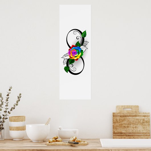 Unendlichkeitssymbol mit Rainbow-Rose Poster (Küche)