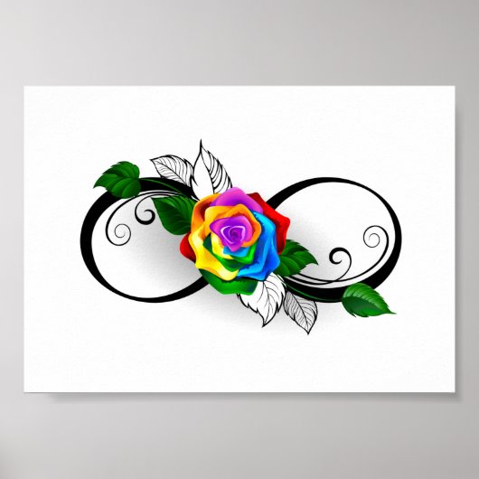 Unendlichkeitssymbol mit Rainbow-Rose Poster (Vorne)