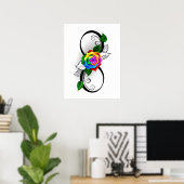 Unendlichkeitssymbol mit Rainbow-Rose Poster (Heimbüro)