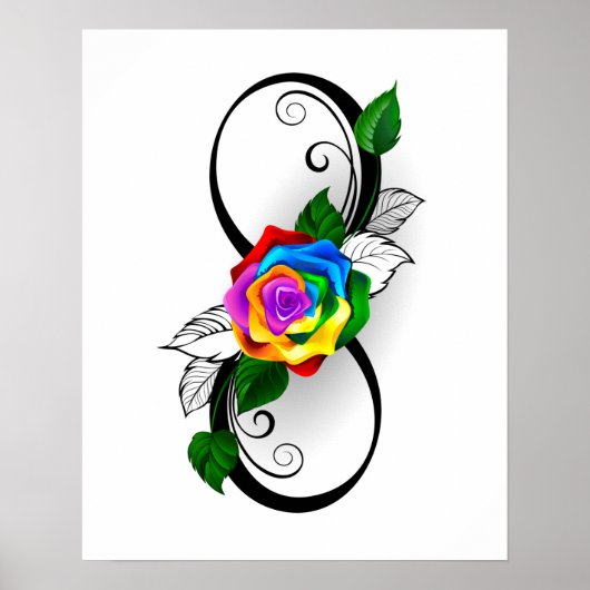 Unendlichkeitssymbol mit Rainbow-Rose Poster (Vorne)